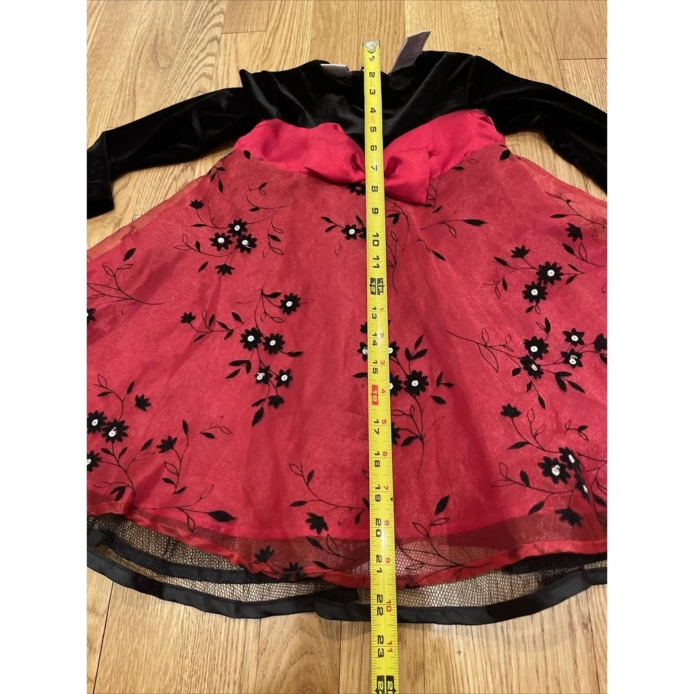 Blueberi Boulevard Flower Girl Princes 3T Dress Red And‎ Bodice Black Velvet